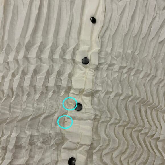 Babette Vintage Ivory Micropleat Button Front Top XS Long Sleeve Sculpted Blouse - Picture 10 of 16